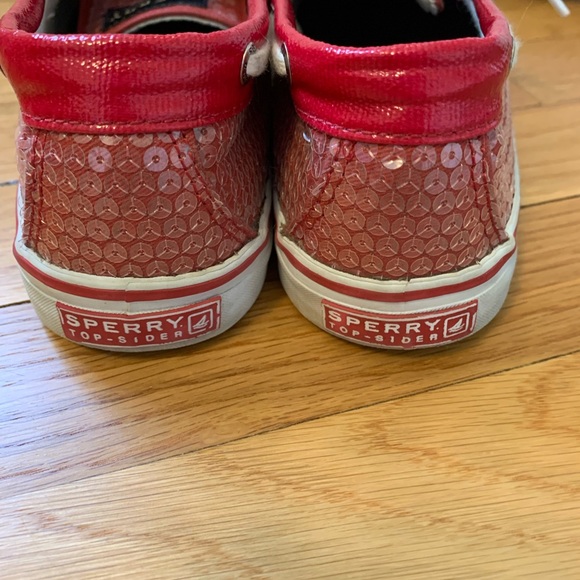 Red Sequin Sperry Top Siders Size 7 - Picture 4 of 9